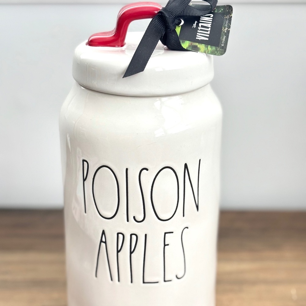 NWT RAE DUNN Disney Villains Evil Queen Maleficent POISON APPLES Canister Jar
